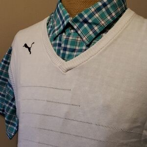 Puma white and black vneck swester vest